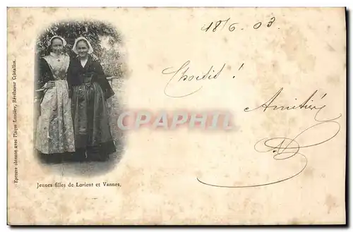 Cartes postales Jeunes filles de Lorient et VAnnes (folklore coiffes)