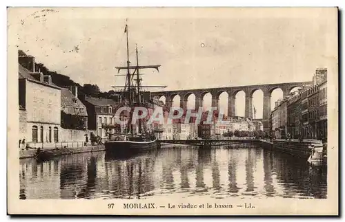 Morlaix Ansichtskarte AK Le viaduc et le bassin (bateau)