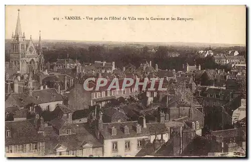 Vannes Cartes postales Vue prise de l'hotel de ville vers la Garenne et les remparts