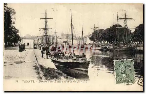 Vannes Cartes postales Depart d'un bateau pour le golfe (boat ship)