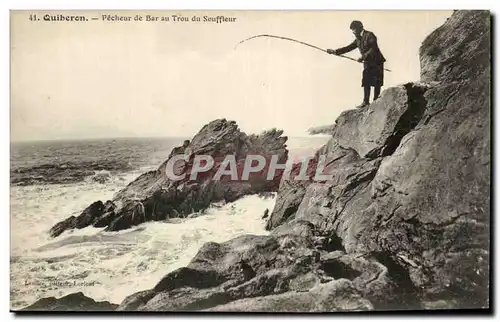 Quiberon Cartes postales Pecheur de bar au trou du souffleur