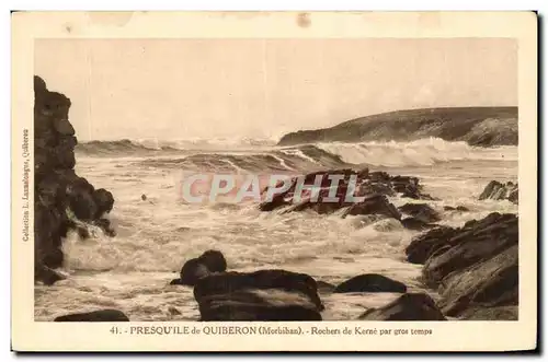 Ansichtskarte AK Presqu&#39ile de Quiberon Rochers de Kerne par gros temps