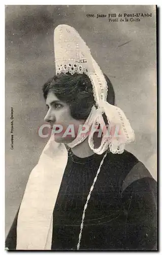 Cartes postales Jeune fille de Pont L'abbe Profil de la coiffe