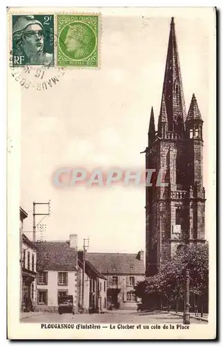 Plougasnou Ansichtskarte AK Le clocher et un coin de la place