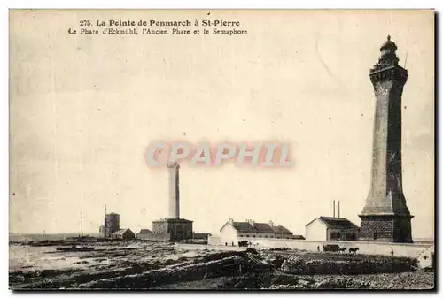 Cartes postales La pointe de Penmarch a St Pierre Phare d&#39Eckmuhl l&#39ancien phare et le semaphore (lighthou