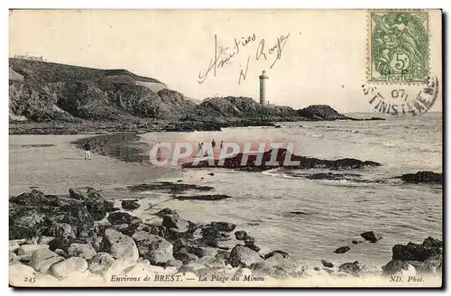 Environs de Brest Ansichtskarte AK La plage du Minou (phare lighthouse)