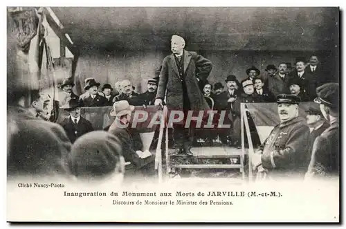 Jarville - Inauguration du Monument aux Morts - Discours de Monsieur le Ministre des Pensions - Cartes postales