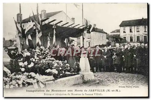 Jarville - Inauguration du Monument aux Morts - Prieres et Allocation de Monsieur le Pasteur Vidal -