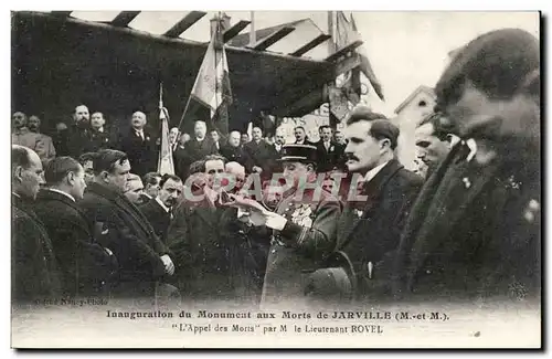 Jarville - Inauguration du Monument aux Morts - L&#39Appel des Morts par M le Lieutenant Rovel - Cartes postales
