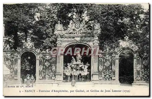 Nancy Cartes postales Fontaine d&#39Amphitrite par Guibal et grilles de Jean Lamour (1755)