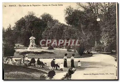 Nancy Cartes postales Un coin de la pepiniere Statue de Calude Gelee