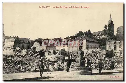 Baccarat Cartes postales La rue des ponts et l&#39eglise de Deneuvre