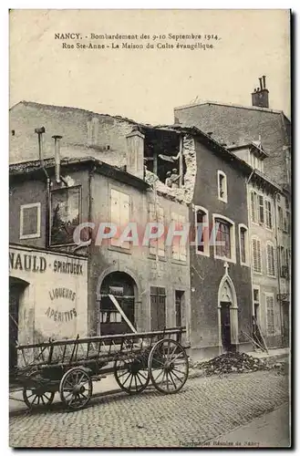 Nancy Ansichtskarte AK Bombardement septembre 1914 Rue Ste Anne La maison du culte evangeliste