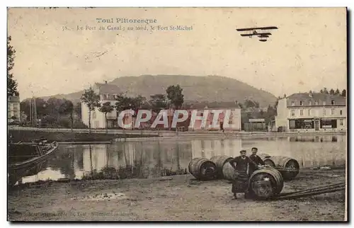 Toul Ansichtskarte AK Le port du canal au fond le fort St Michel (avion)