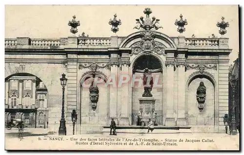 Nancy Cartes postales Une des faces laterales de l&#39arc detriomphe Statue de Jacques Callot Bustes d&#39Israel