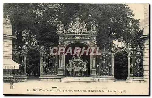 Nancy Cartes postales Fontaine d&#39Amphitrite par Guibal et grille de Jean Lamour (1755)