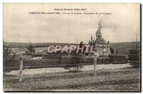 Gerbeviller la martyre Cartes postales Champ de bataille Monument du 36eme colonial