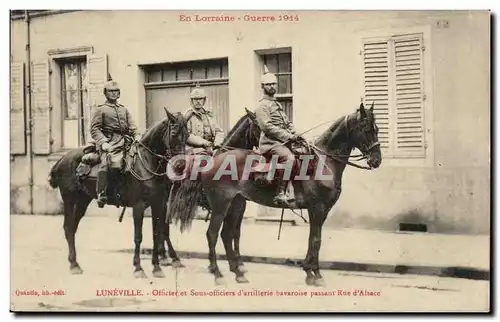 Luneville - En Lorraine Guerre 1914 - Officier et Sous Officier d&#39artillerie bavaaroise passant R