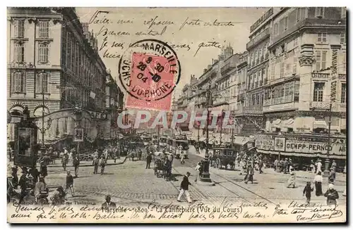 Marseille - La Cannibiere - Vue du Cours - Gempp Pernod - bustling lively street Cartes postales