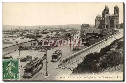 Marseille - Le Quai de Joliette et la Cathedrale - Ansichtskarte AK