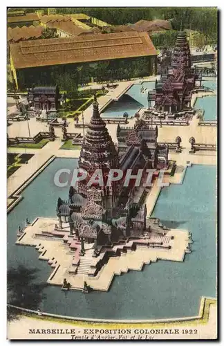 Marseille Cartes postales Exposition coloniale 1922 Temple d&#39Angkor Vat et le lac