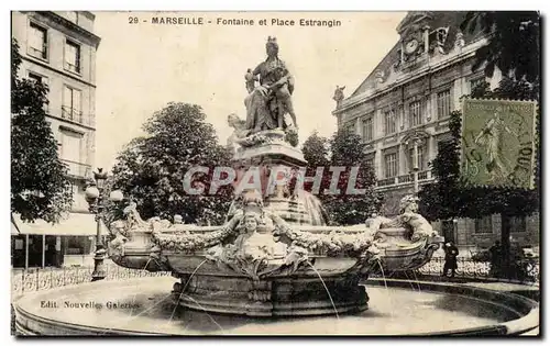 Marseille Ansichtskarte AK Fontaine et place Estrangin