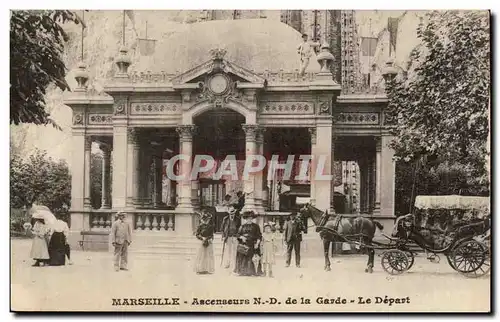 Marseille - Ascenseurs Notre Dame de la Garde - Le Depart - Cheval - Horse Drawn Carriage - Cartes postales