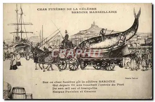 Marseille Cartes postales Char funebre de la celebre sardine marseillaise