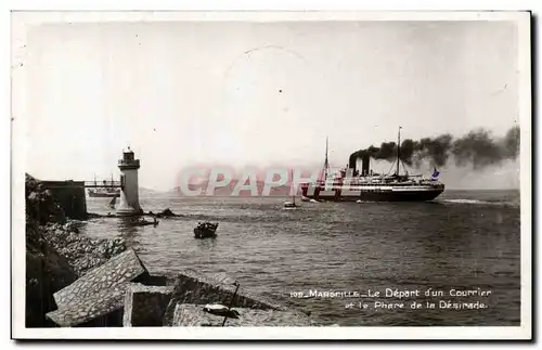 Marseille Ansichtskarte AK Le depart d&#39un courrier et le phare de la Desirade (lighthouse)