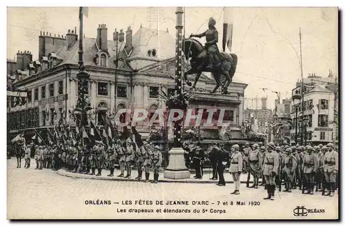 Orleans Cartes postales FEtes de Jeanne d&#39arc 7 et 8 mai 1920 Les drapeaux et etendards du 5eme corps