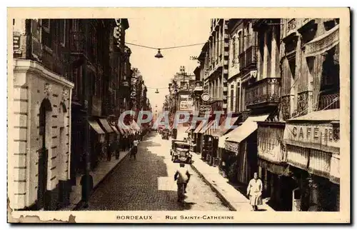 Bordeaux - Rue Sainte Catherine - veol - cycliste - bicycle - cafe - Cartes postales