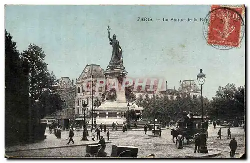 Paris 3 - Staute de la Republique - cheval - horse - Ansichtskarte AK