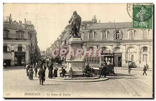 Bordeaux - La Statue de Tourny - Mercerie - tramway -lively scene - distinctive clothing - Cartes postales