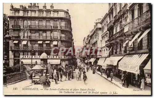 Bordeaux - Rue Sainte Catherine et place Saint Projet - Chaussures Andre - parasol - Cartes postales