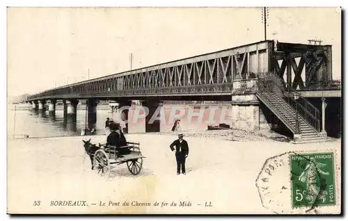 Bordeaux - La Pont du Chemin de fer du Midi - ane -c Donkey Drawn Carriage - Cartes postales