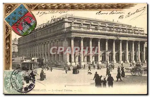 Bordeaux - Le Grand Theatre - chien - dog sniffing about - horse drawn carriage - Ansichtskarte AK