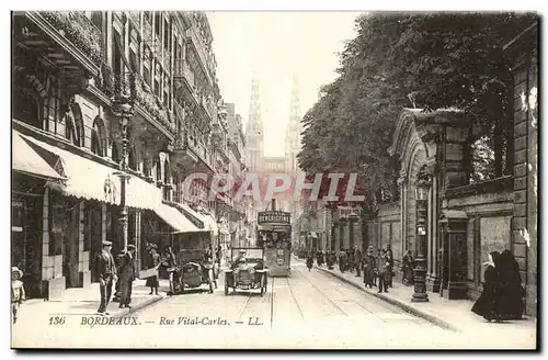 Bordeaux - Rue Vital Carles - automobile - tramway - classic cars - Cartes postales