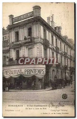 Bordeaux - Hotel Restaurant du Printemps En Face la Gare du Midi - Cartes postales