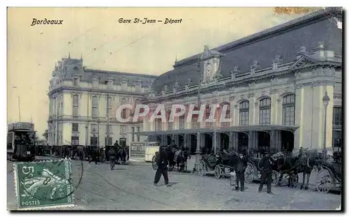 Bordeaux - Gare St Jean Depart - Cheval - Horse taxi line - Ansichtskarte AK