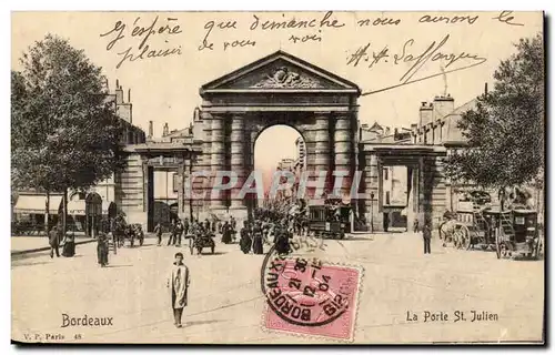Bordeaux - Porte St Julien - posed girl in foreground carriages on right - Cartes postales