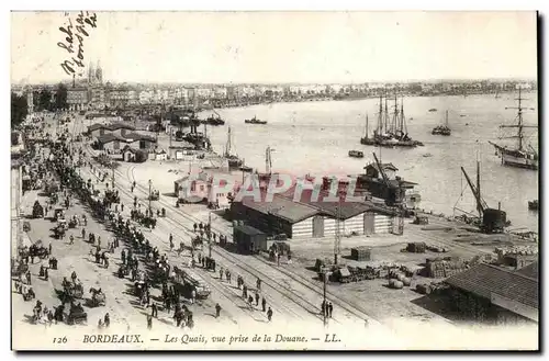 Bordeaux - Bateaux - Les Quais vue prise de a Douane - Cartes postales