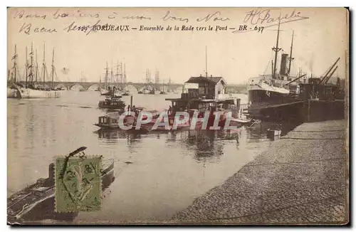 Bordeaux - Bateaux - Ensemble de la Rade vers le Pont - Ansichtskarte AK