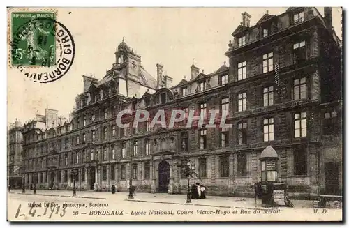 Bordeaux - Lycee National Cours Victor Hugo et Rue du Mirail - Ansichtskarte AK