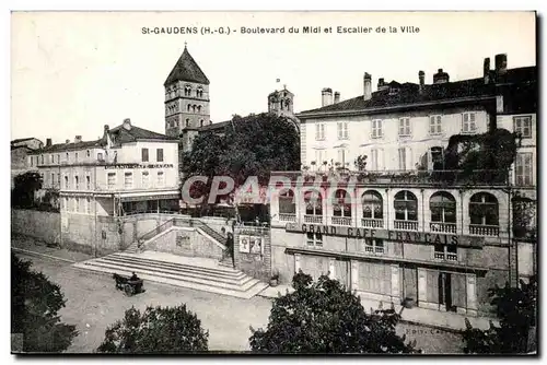 Saint Gaudens Ansichtskarte AK Boulevard du Midi et escalier de la ville (Grand Cafe Francais)