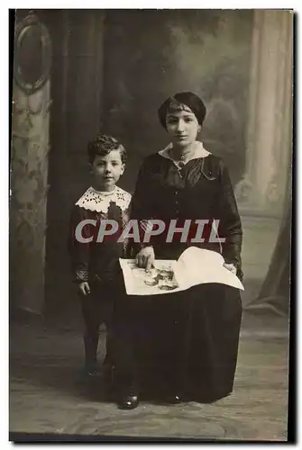 CARTE PHOTO Femme et enfant