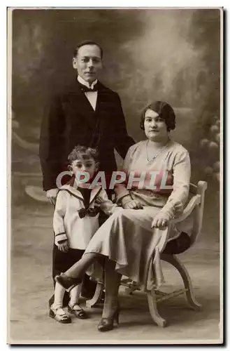 CARTE PHOTO Couple et enfant