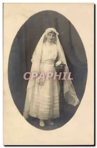 CARTE PHOTO Madame Tourre 1ere communion de Yvonne Thomas a Saint Maurice 6 mai 1920 Lyon