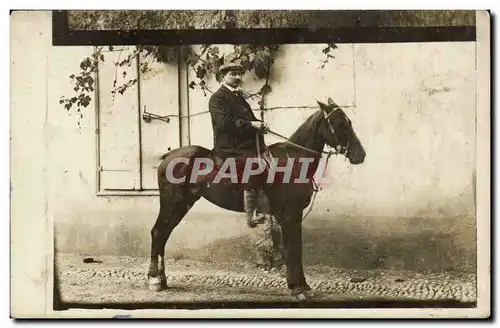 CARTE PHOTO CAvalier (cheval)