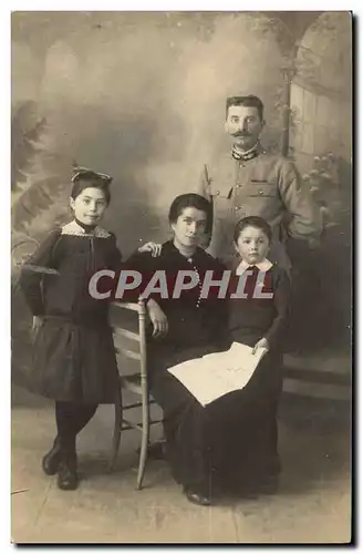 CARTE PHOTO Couple et enfants