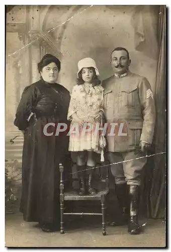 CARTE PHOTO couple et enfant